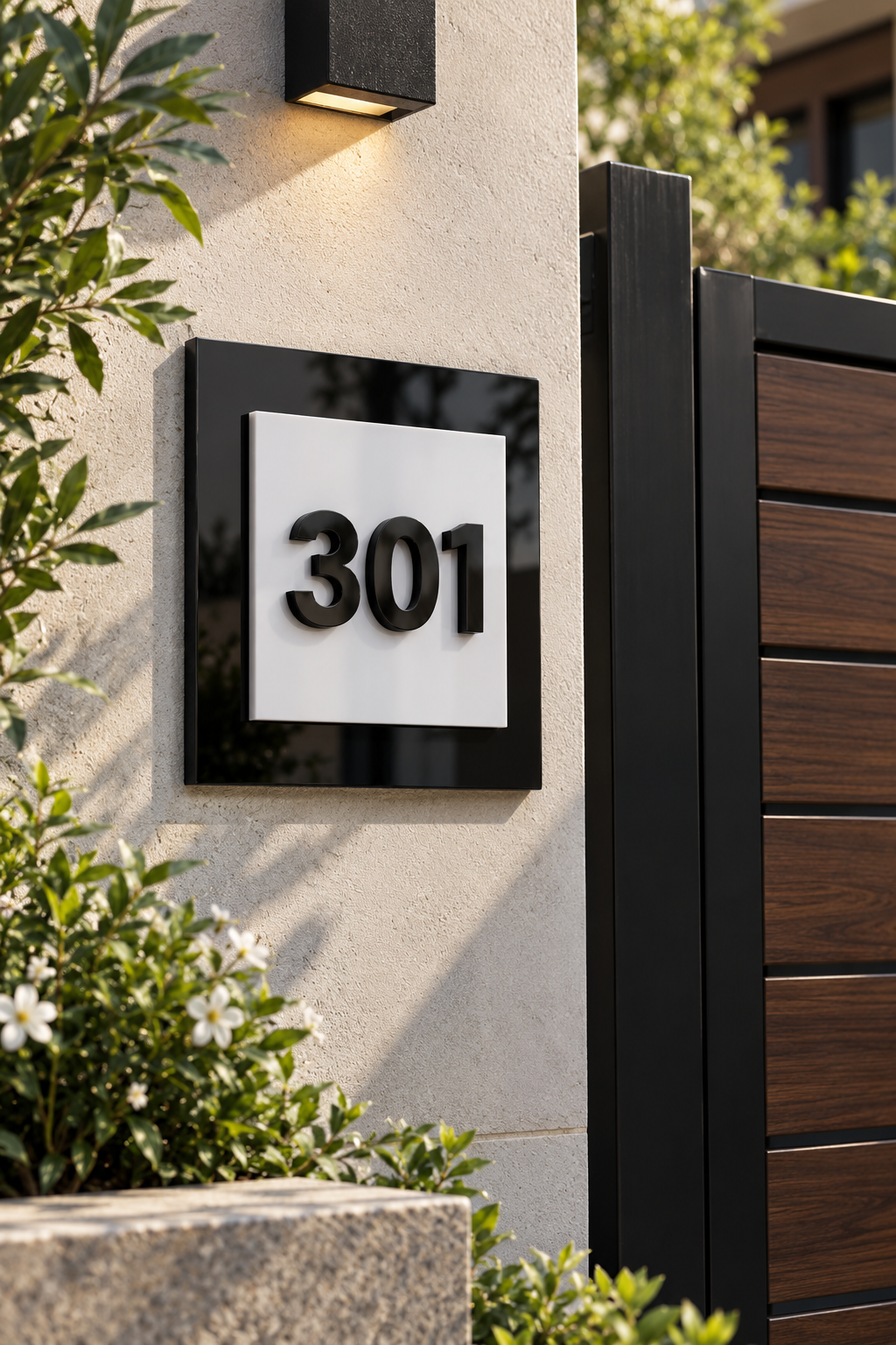Monochrome Layered House Number Plate