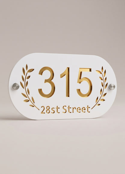 Golden Laurel acrylic name plate