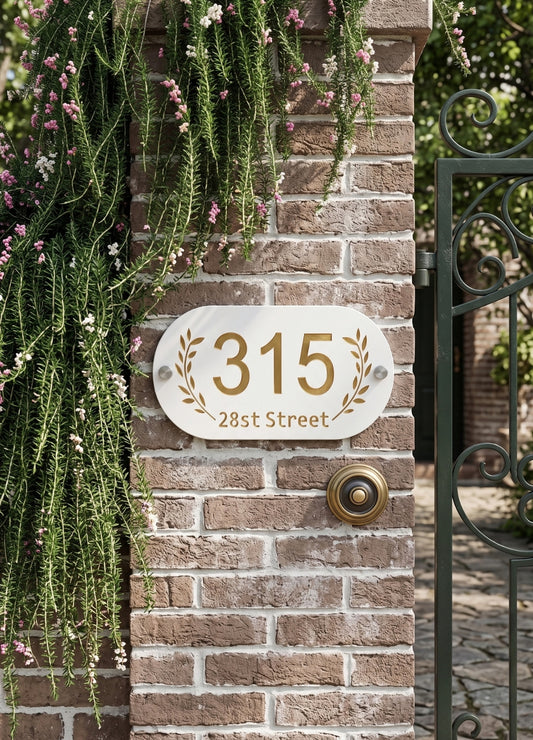 Golden Laurel acrylic name plate