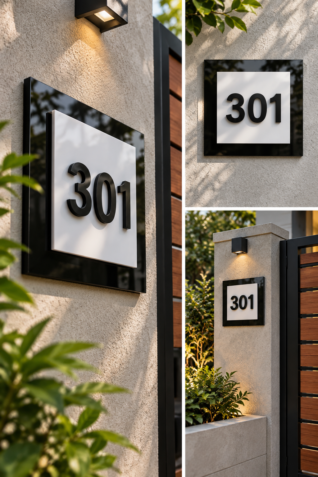 Monochrome Layered House Number Plate