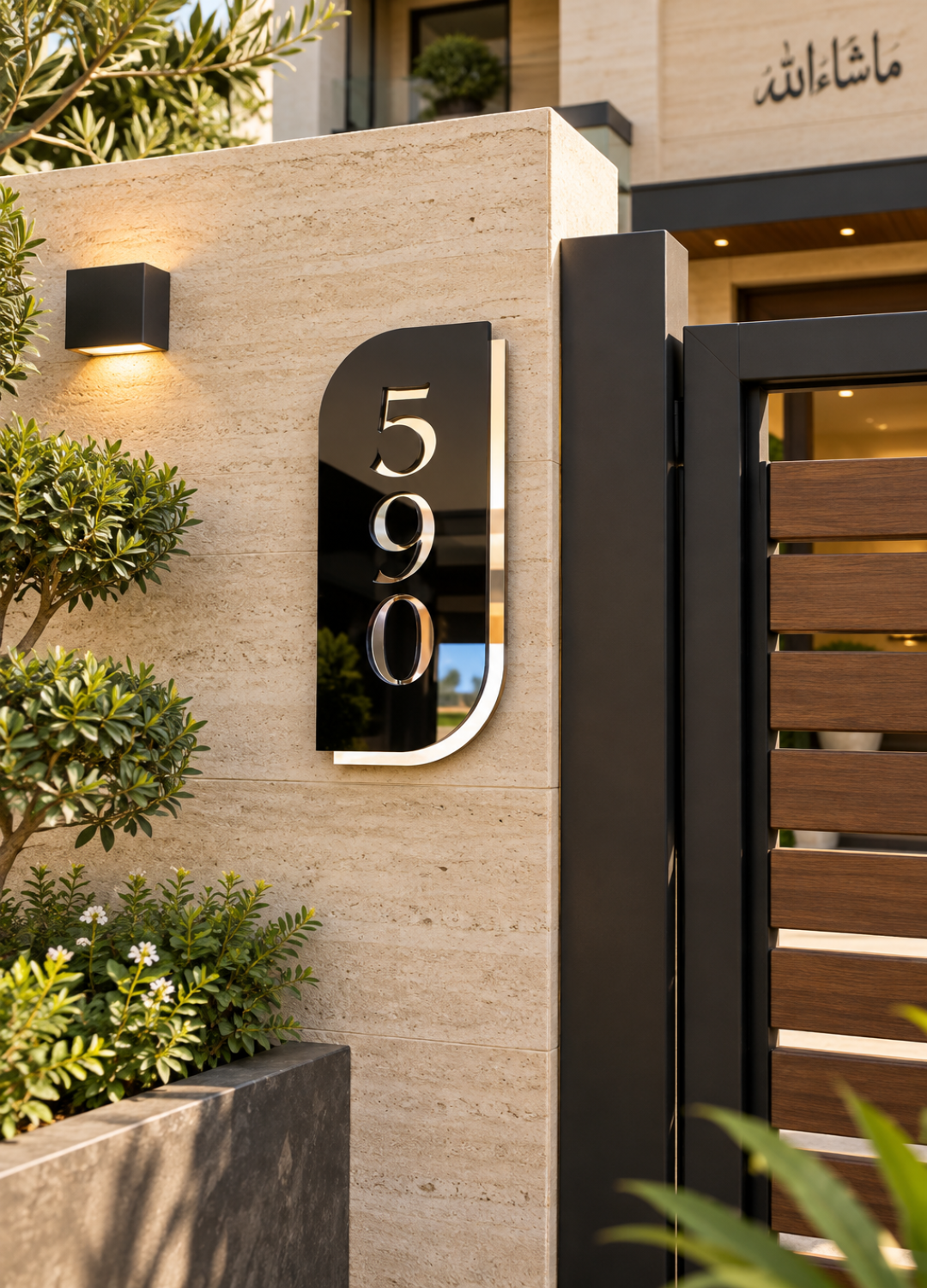 Mirror Curve House Number Plate