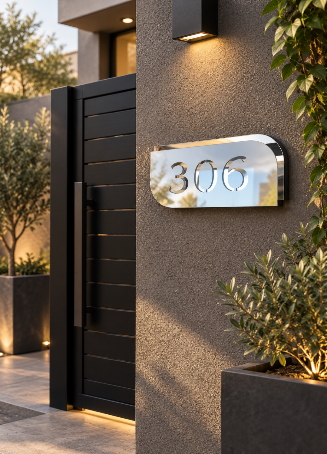 Mirror Curve House Number Plate