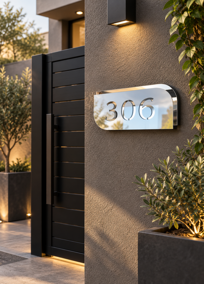Mirror Curve House Number Plate